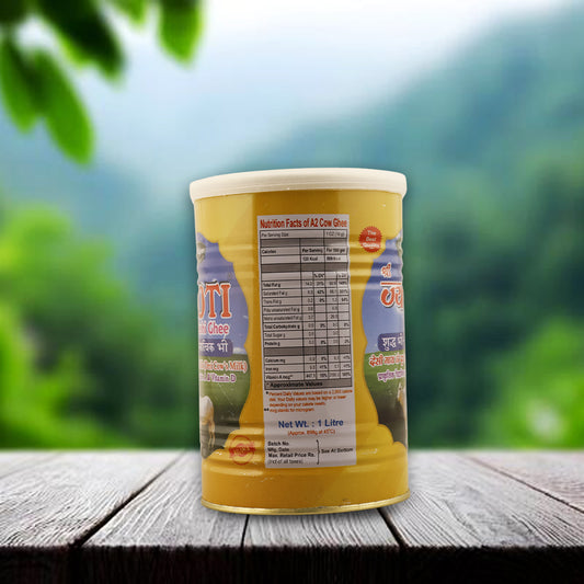 A2 cow Shri Jyoti Deshi Ghee - Bilona Processed ( International Tin Pack 1L )