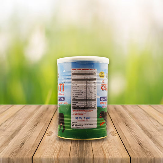 Buffalo Desi Ghee - Bilona Processed (International Tin 1L) SHRI JYOTI DESHI GHEE