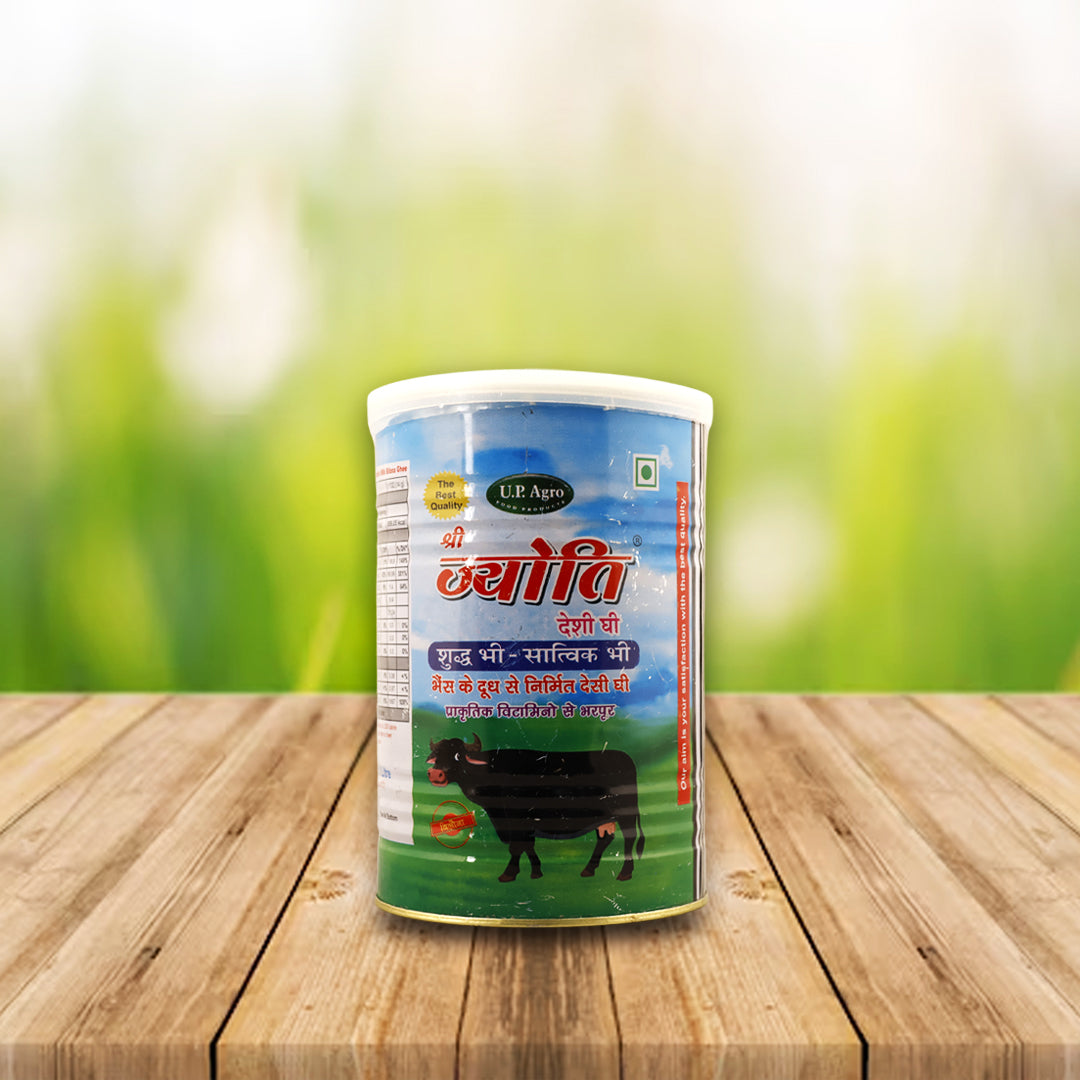 Buffalo Desi Ghee - Bilona Processed (International Tin 1L) SHRI JYOTI DESHI GHEE
